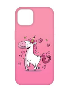 Матовий чохол з рожевими боками на  Apple iPhone 14 :: Єдиноріг (принт 105)