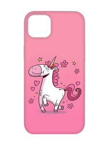 Матовий чохол з рожевими боками на Apple iPhone 14 Plus :: Єдиноріг (принт 105)
