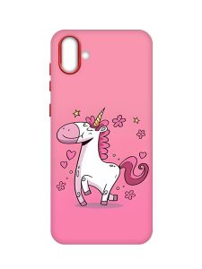 Матовий чохол з червоними боками на Samsung Galaxy A04 :: Єдиноріг (принт 105)