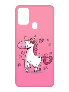 Матовий чохол з рожевими боками на Samsung Galaxy M30s/M21 :: Єдиноріг (принт 105)