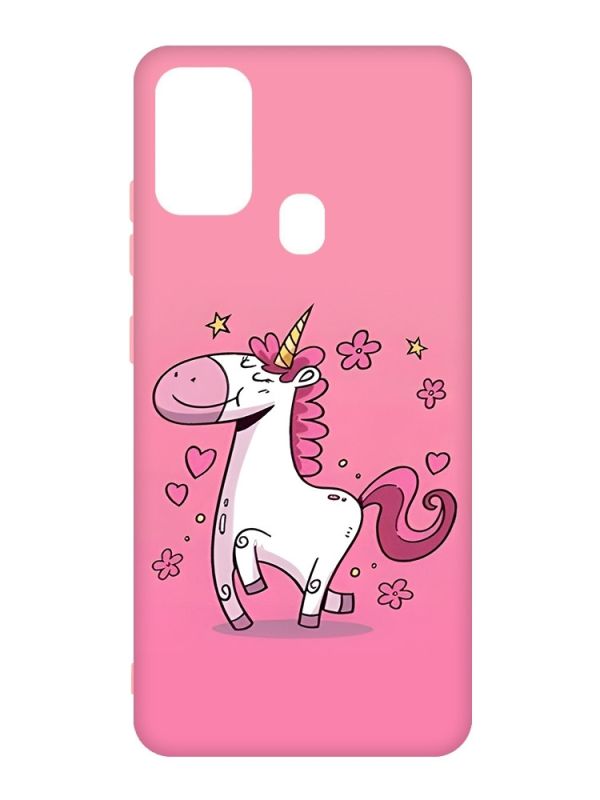 Матовий чохол з рожевими боками на Samsung Galaxy M30s/M21 :: Єдиноріг (принт 105)