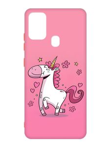 Матовий чохол з червоними боками на Samsung Galaxy M30s/M21 :: Єдиноріг (принт 105)