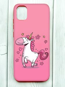 Матовий чохол з червоними боками на Samsung Galaxy A04E/A042 :: Єдиноріг (принт 105)