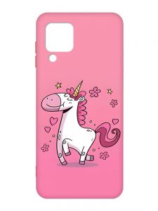 Матовий чохол з червоними боками на Samsung Galaxy A22 4G/M32/M22 :: Єдиноріг (принт 105)