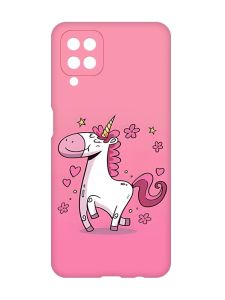 Матовий чохол з червоними боками на Samsung Galaxy A12 :: Єдиноріг (принт 105)