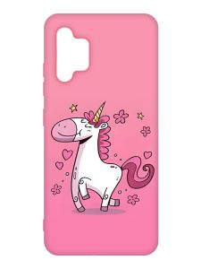 Матовий чохол з рожевими боками на Samsung Galaxy A32 :: Єдиноріг (принт 105)
