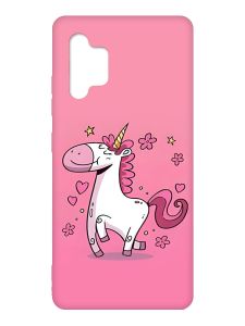 Матовий чохол з червоними боками на Samsung Galaxy A32 :: Єдиноріг (принт 105)