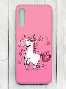 Матовий чохол з бірюзовими боками на Samsung Galaxy А50 (2019) А505F :: Єдиноріг (принт 105)