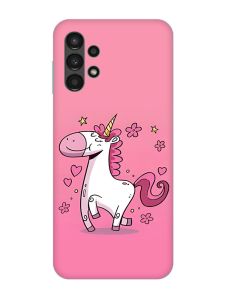 Матовий чохол з бірюзовими боками на Samsung Galaxy A13 4G :: Єдиноріг (принт 105)