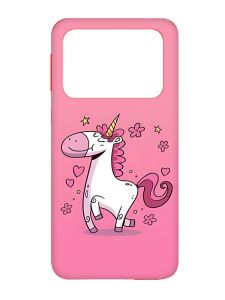 Матовий чохол з червоними боками на Xiaomi Poco X4 Pro 5G :: Єдиноріг (принт 105)