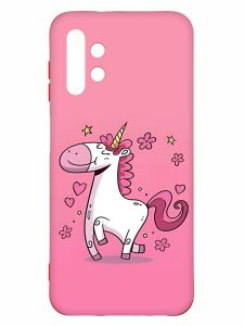 Матовий чохол з червоними боками на Samsung A13 4G :: Єдиноріг (принт 105)