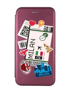 Чохол-книжка з малюнком для Xiaomi Redmi 12C Бордовий :: Подорожі. Італія (принт 325)