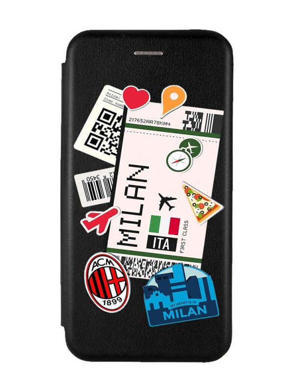 Чохол-книжка з малюнком для Xiaomi Redmi 12C Чорний :: Подорожі. Італія (принт 325)