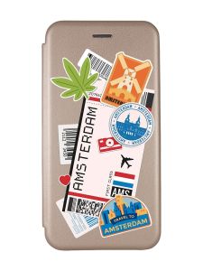 Чохол-книжка з малюнком для Samsung Galaxy A32 Золотий :: Подорожі. Амстердам (принт 327)