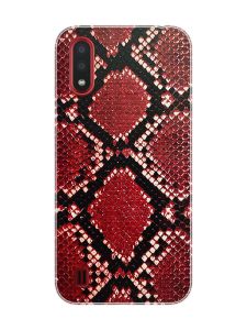 Захисна плівка на задню панель для Samsung A01 :: Шкіра пітона (червона)