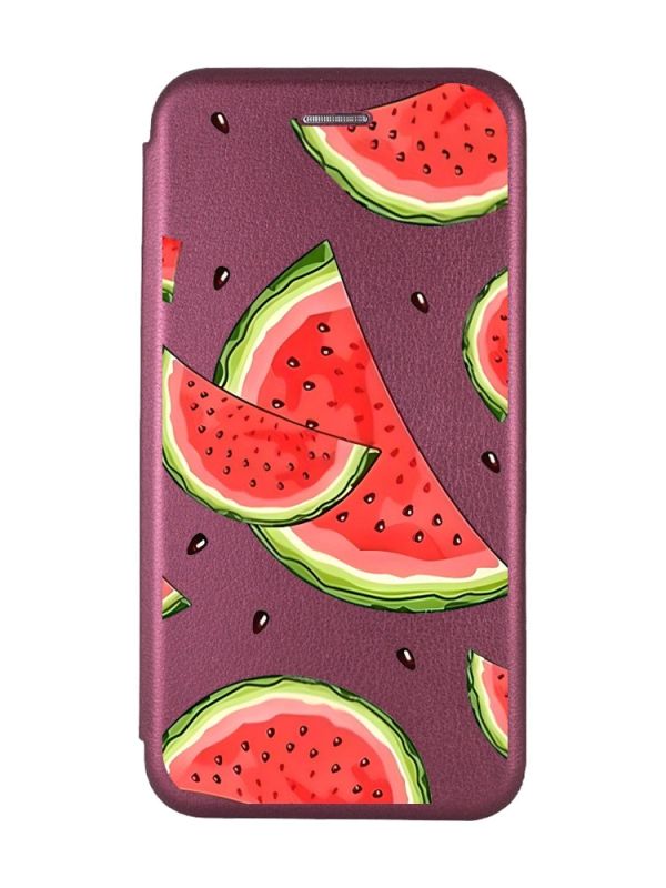 Чохол-книжка з малюнком для Samsung Galaxy A10ѕ/ A107 Бордовий :: Скибки кавуна (принт 342)