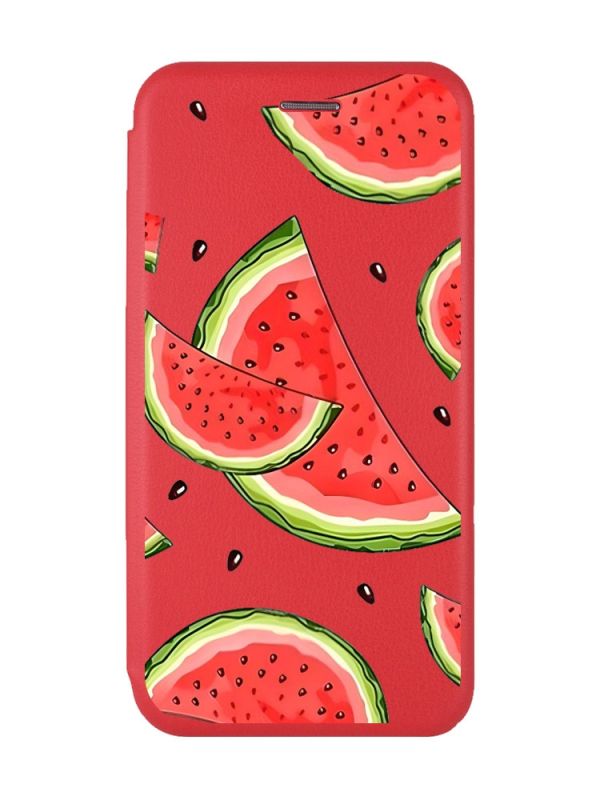 Чохол-книжка з малюнком для Samsung Galaxy A51 (A515) Червоний :: Скибки кавуна (принт 342)