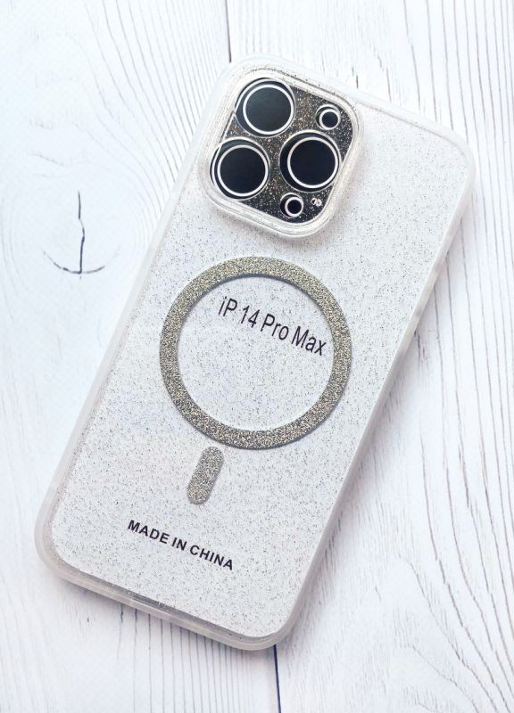 Прозорий чохол з діамантовим блиском на iPhone 14 Pro Max із підтримкою MagSafe