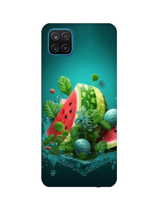 Матовий чохол з бірюзовими боками на Samsung Galaxy A12 :: Кавунова фантазія (принт 337)