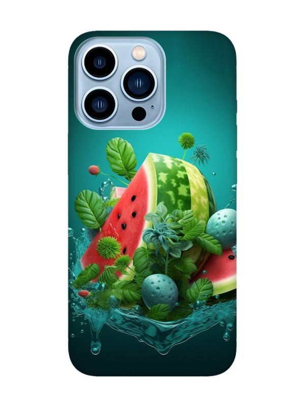 Матовий чохол з бірюзовими боками на Apple iPhone 13 Pro Max :: Кавунова фантазія (принт 337)