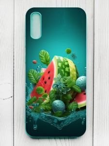 Матовий чохол з бірюзовими боками на Xiaomi Redmi 9А :: Кавунова фантазія (принт 337)