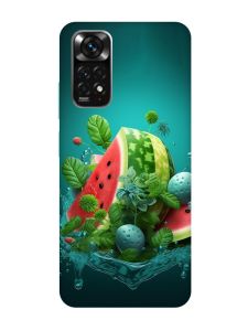 Матовий чохол з бірюзовими боками на Xiaomi Redmi Note 11 :: Кавунова фантазія (принт 337)