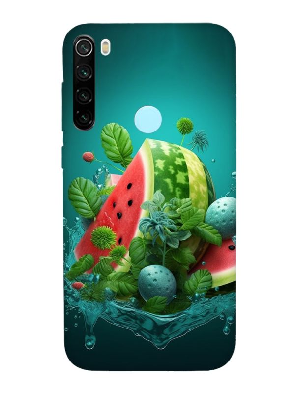 Матовий чохол з червоними боками на Xiaomi Redmi Note 8T :: Кавунова фантазія (принт 337)