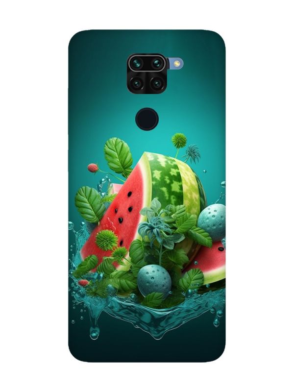 Матовий чохол з червоними боками на Xiaomi Redmi Note 9 / 10X :: Кавунова фантазія (принт 337)