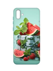 Матовий чохол з бірюзовими боками на Samsung Galaxy A04 :: Кавунова свіжість (принт 338)