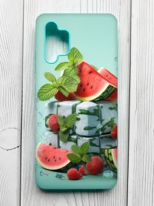 Матовий чохол з бірюзовими боками на Samsung Galaxy A32 :: Кавунова свіжість (принт 338)