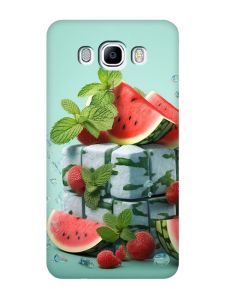 Матовий чохол з бірюзовими боками на Samsung Galaxy J7(2016) J710 :: Кавунова свіжість (принт 338)