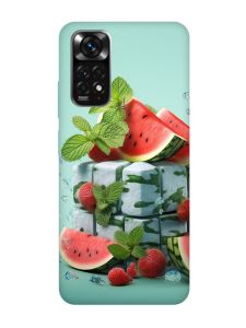 Матовий чохол з бірюзовими боками на Xiaomi Redmi Note 11 :: Кавунова свіжість (принт 338)