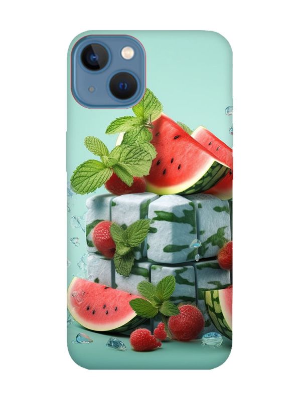 Матовий чохол з червоними боками на Apple iPhone 13 :: Кавунова свіжість (принт 338)