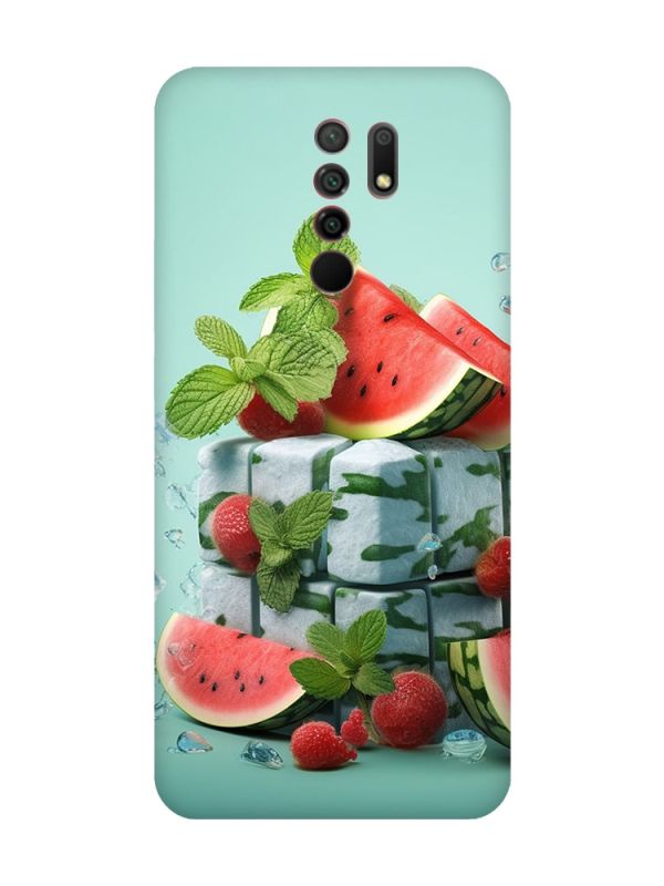 Матовий чохол з червоними боками на Xiaomi Redmi 9 :: Кавунова свіжість (принт 338)