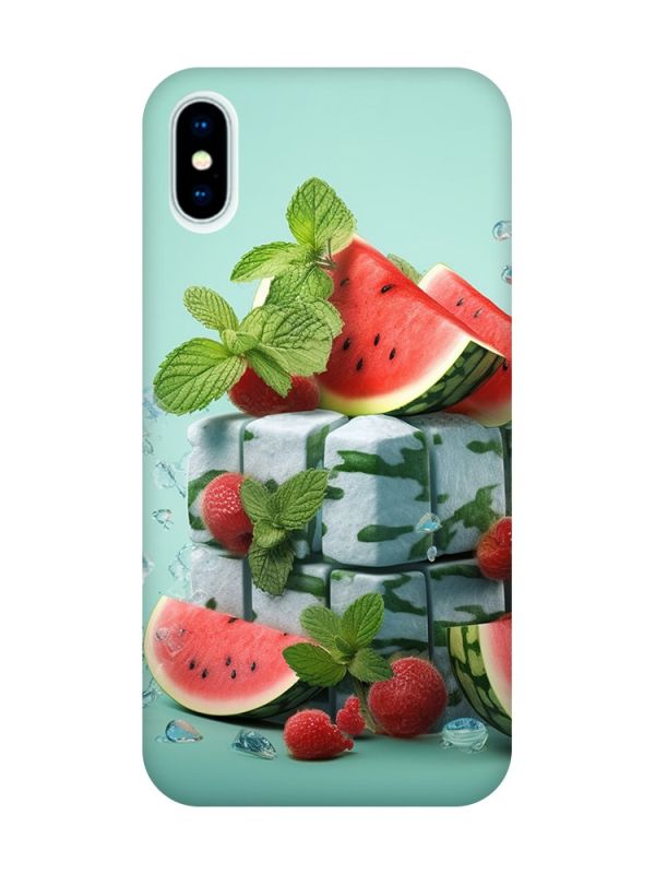 Матовий чохол з чорними боками на iPhone X / Xs :: Кавунова свіжість (принт 338)