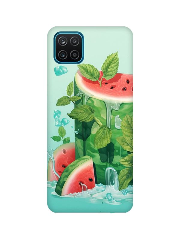Матовий чохол з бірюзовими боками на Samsung Galaxy A12 :: Кавуновий айсберг (принт 339)
