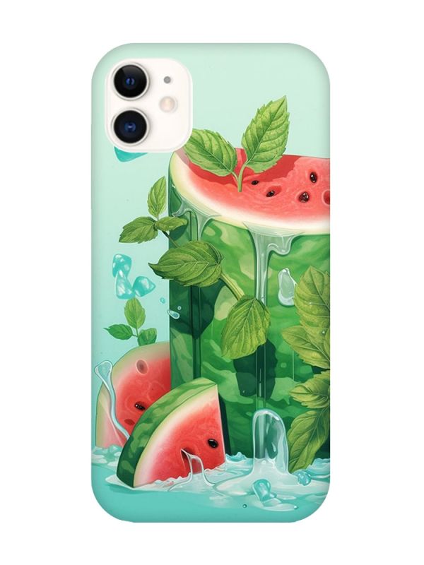 Матовий чохол з бірюзовими боками на Apple iPhone 11 (6.1) :: Кавуновий айсберг (принт 339)