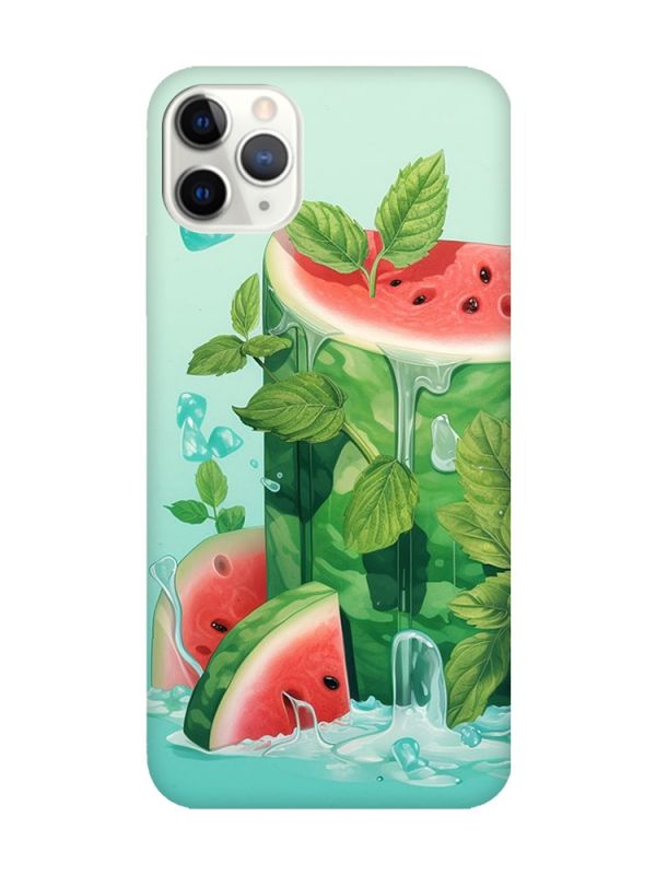 Матовий чохол з бірюзовими боками на iPhone 11 Pro Max (6.5) :: Кавуновий айсберг (принт 339)