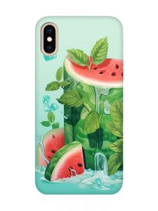 Матовий чохол з бірюзовими боками на iPhone XS MAX :: Кавуновий айсберг (принт 339)