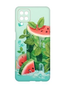 Матовий чохол з червоними боками на Samsung Galaxy A12 :: Кавуновий айсберг (принт 339)