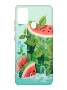 Матовий чохол з червоними боками на Samsung Galaxy M30s/M21 :: Кавуновий айсберг (принт 339)