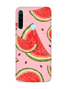 Матовий рожевий чохол на Xiaomi Redmi Note 8 :: Скибки кавуна (принт 342)