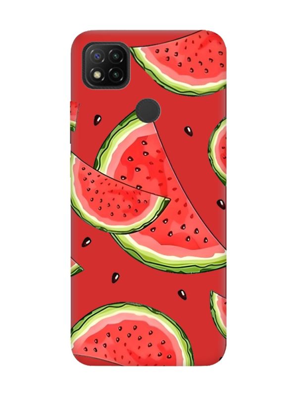 Матовий червоний чохол на Xiaomi Redmi 9C/10A :: Скибки кавуна (принт 342)