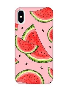 Матовий рожевий чохол на iPhone X / Xs :: Скибки кавуна (принт 342)