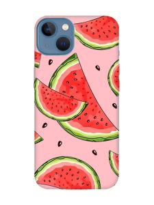 Матовий рожевий чохол на Apple iPhone 13 :: Скибки кавуна (принт 342)