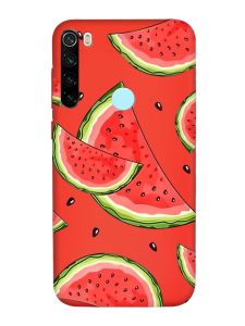 Матовий червоний чохол на Xiaomi Redmi Note 8T :: Скибки кавуна (принт 342)