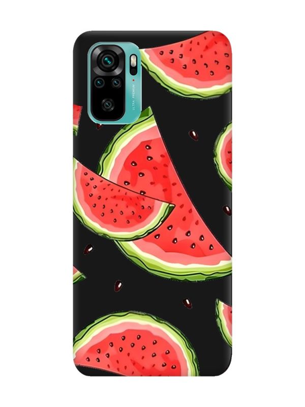Матовий чорний чохол на Xiaomi Redmi Note 10 / Note 10s :: Скибки кавуна (принт 342)
