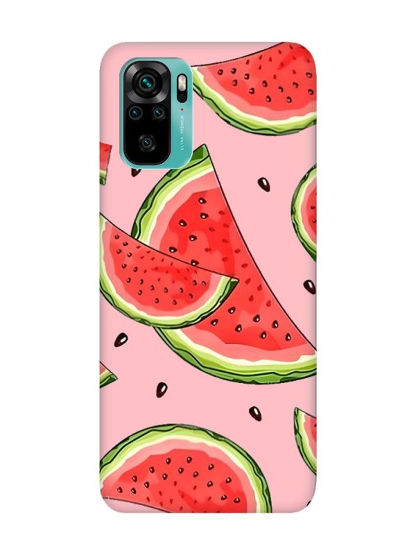 Матовий рожевий чохол на Xiaomi Redmi Note 10 / Note 10s :: Скибки кавуна (принт 342)