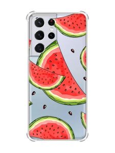 Чохол з потовщеними кутами на Samsung Galaxy S21 Ultra :: Скибки кавуна (принт 342)