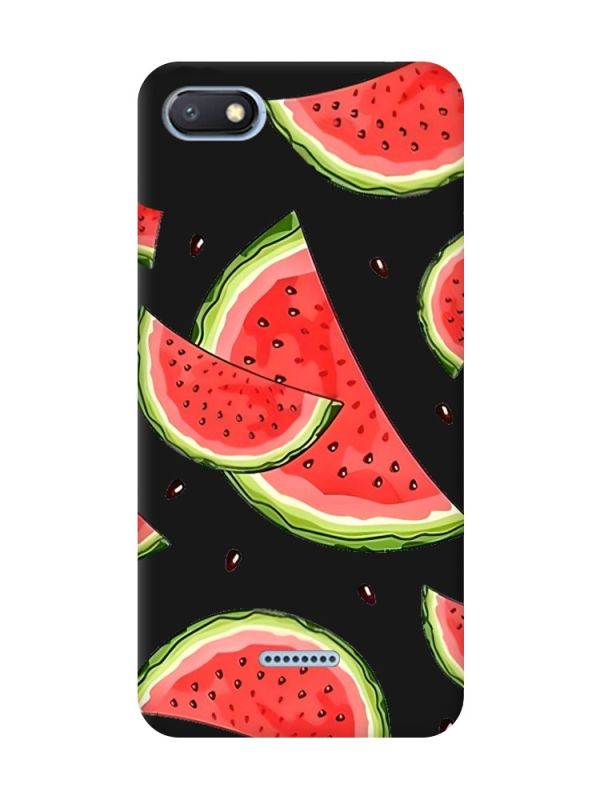 Матовий чорний чохол на Xiaomi Redmi 6A :: Скибки кавуна (принт 342)